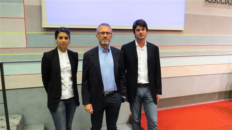 Da sinistra i vincitori del concorso,  gli architetti Cariolaro (progetto Bellagamba), Albiero e Oliviero
