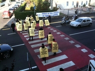 Un momento della protesta in viale Trieste Un momento della protesta in viale Trieste