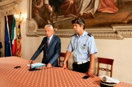 Da sinistra, l'assessore Rotondi e il comandante Rosini Da sinistra, l'assessore Rotondi e il comandante Rosini