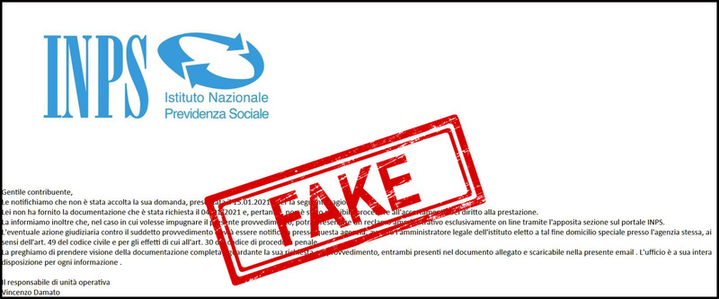 FALSE E-MAIL DA INPS NASCONDONO UNA NUOVA TRUFFA