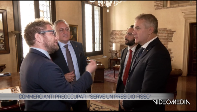Un'immagine del servizio andato in onda su Tva Vicenza e dedicato al Comitato per l'Ordine e la sicurezza Pubblica