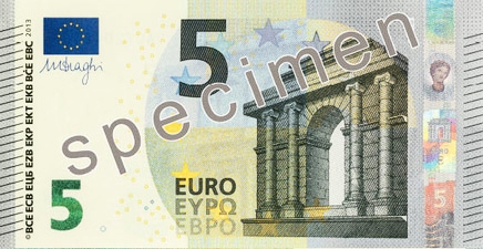 Il fac-simile della nuova banconota da 5 euro