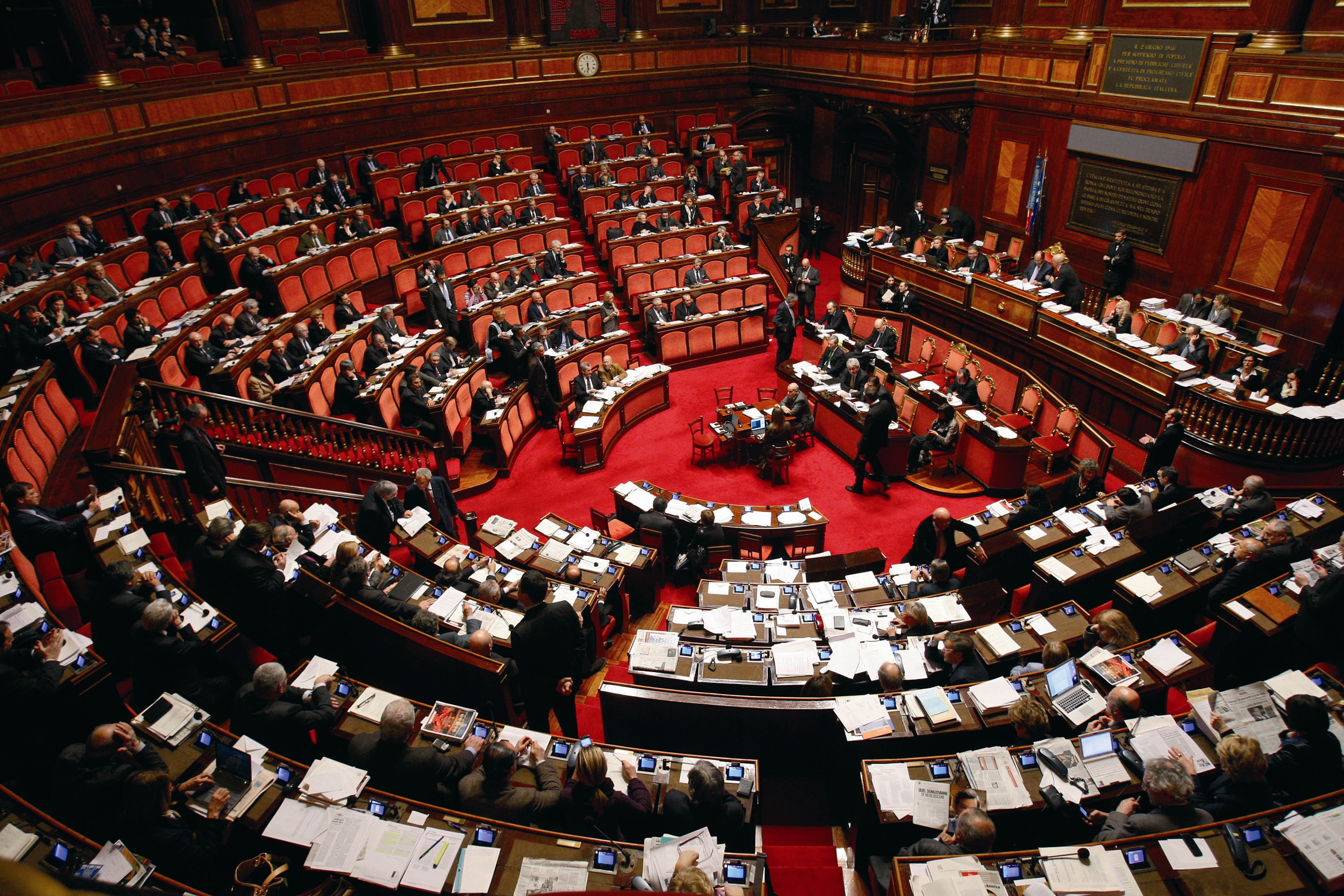 L'aula del Senato dove oggi si discuterà la fiducia al Governo Letta