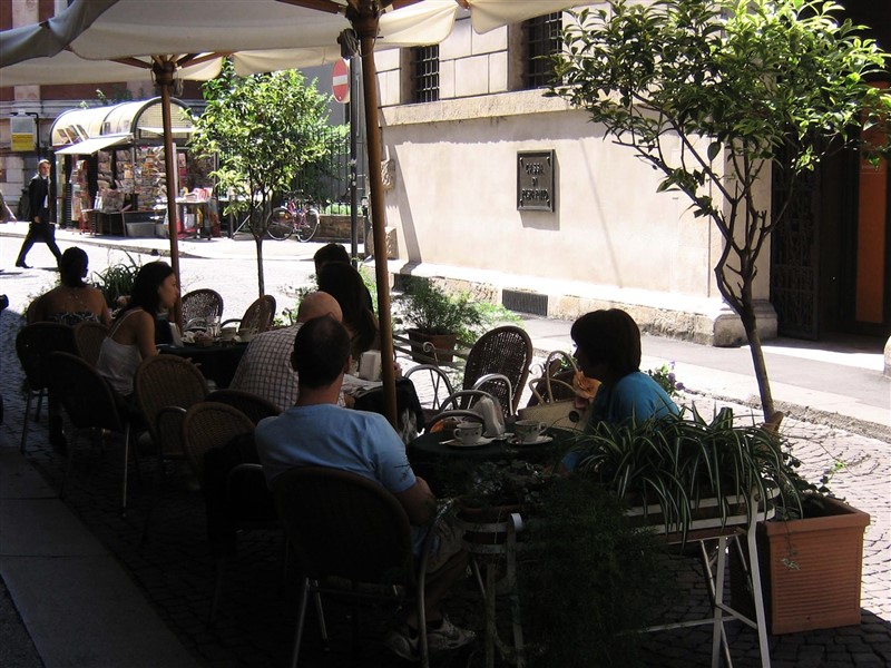 Un plateatico nel centro storico di Vicenza