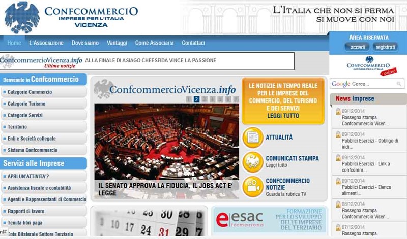 L'home page del sito ascom.vi.it