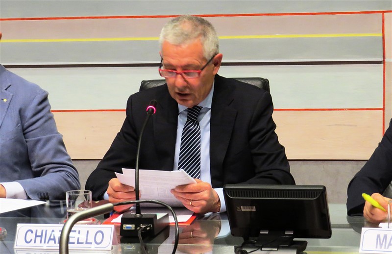 Il presidente di Terfidi Veneto Paolo Chiarello nel corso dell'assemblea annuale