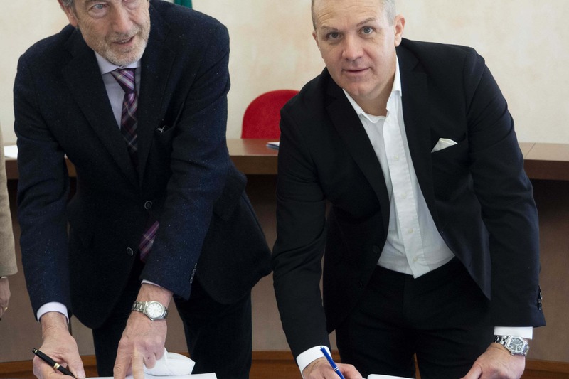 Forte e Piccolo alla firma del Protocolo d'intesa