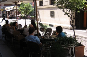 Un plateatico nel centro storico di Vicenza