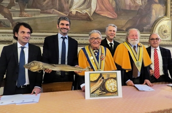 Un'immagine della conferenza stampa di oggi in Comune di Vicenza. Da sinistra, La Bruna, Zanetti, Righi, Stivan, Fabbris e Bedendo