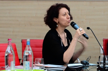 Nicoletta Polliotto durante il suo intervento al seminario dell'Associazione Provinciale Ristoratori Confcoomercio Vicenza