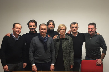 Da sinistra a destra, Renzo Ferracin, Andrea Retis, Vittorio Santacatterina,Fabio Zardo, Chiara Zaltron, Roberto Guerra,Basilio Tommasini