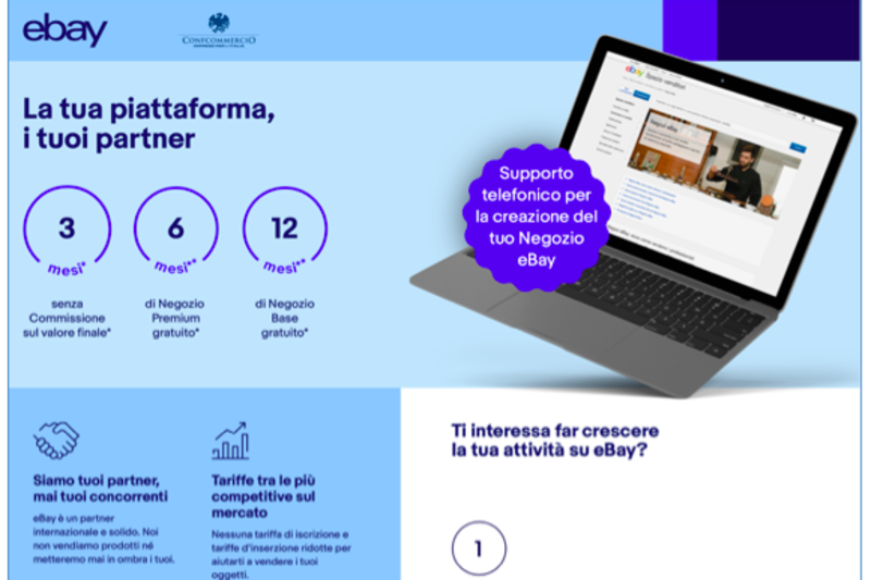 ACCORDO EBAY-CONFCOMMERCIO: NEGOZIO BASE GRATUITO