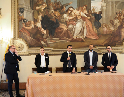 Nella foto un momento della conferenza stmpa: da sinistra: Omassi, Piccolo, Rucco, Giovine, Celebron