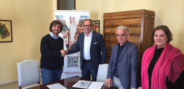 Firma Protocollo intesa Pozzoleone. Da sinistra Tomasetto Galdeman Andreatta Silvestri