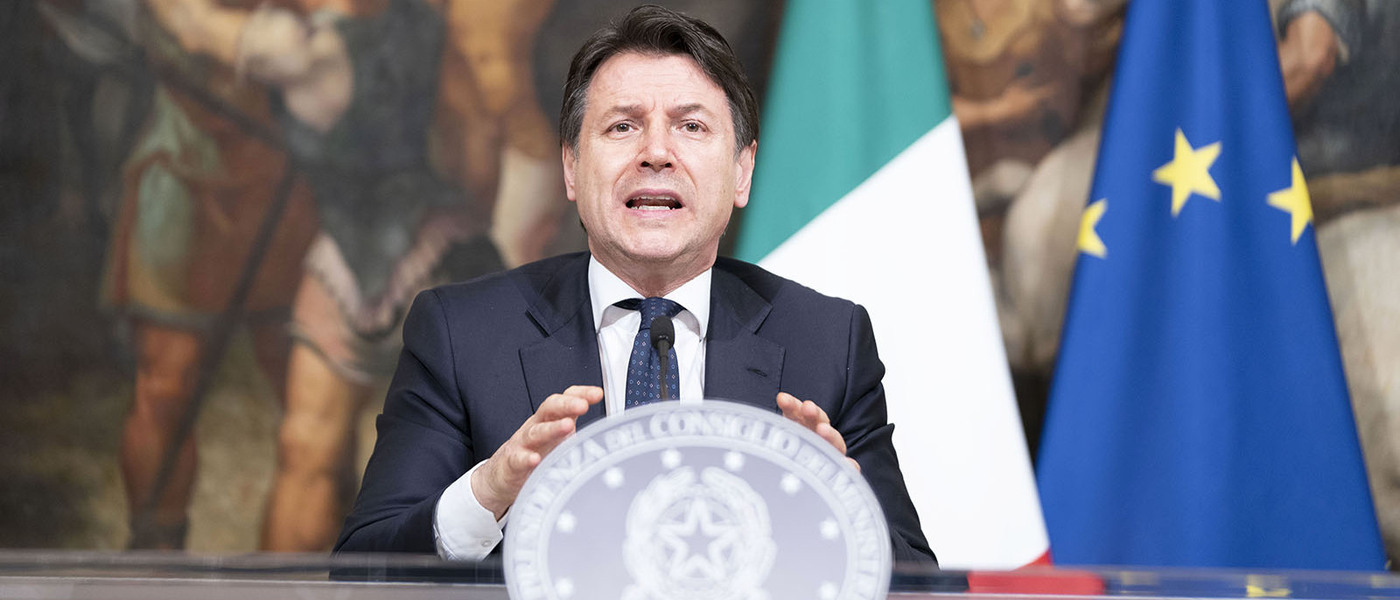 Il premier Giuseppe Conte durante la conferenza stampa